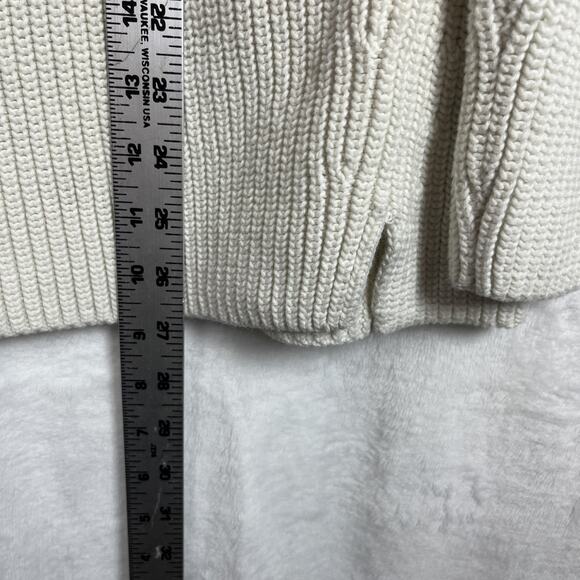 Talbots Womens Chunky Knit Sweater Small White Cream Long Sleeve Pullover Cotton - Picture 6 of 8